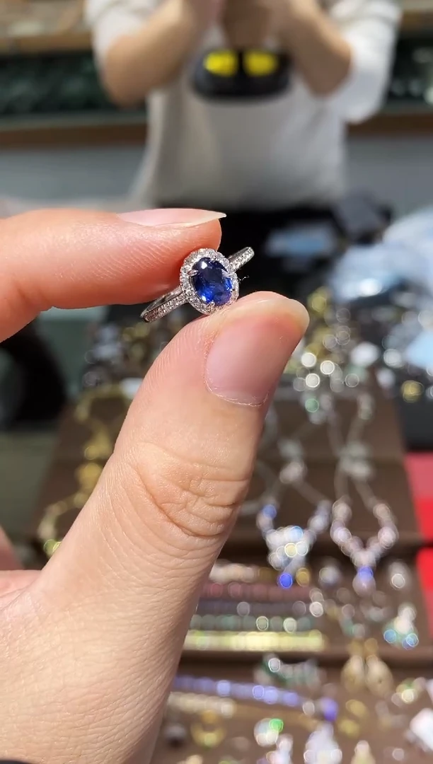 【闪购商品】蓝宝石戒指银S925镀金镶嵌戒指