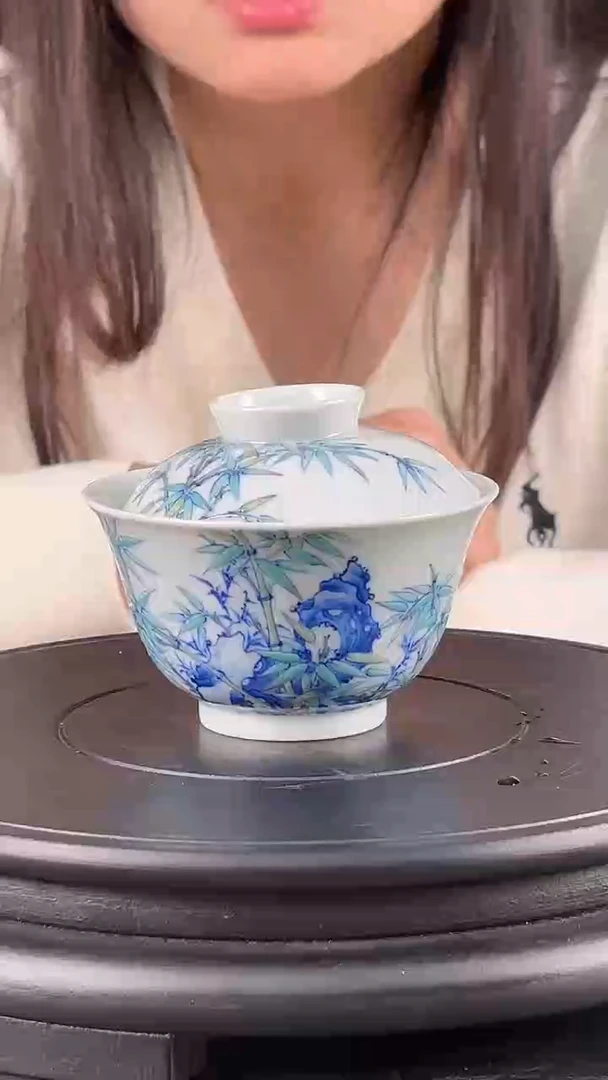 盖碗陶瓷九石堂翠竹陶瓷盖碗