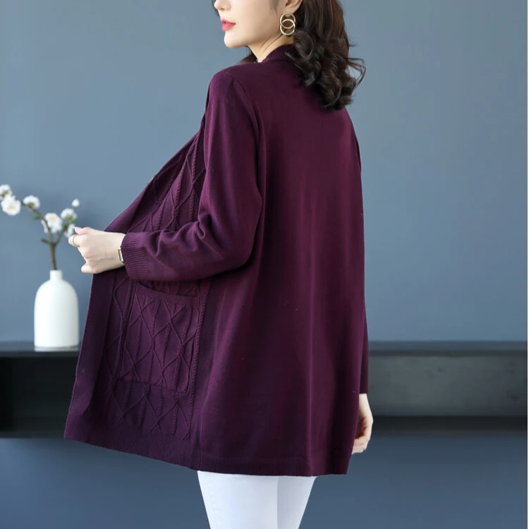粗线麻花毛衣外套女宽松大码厚春秋装2025新款中款针织开衫外搭