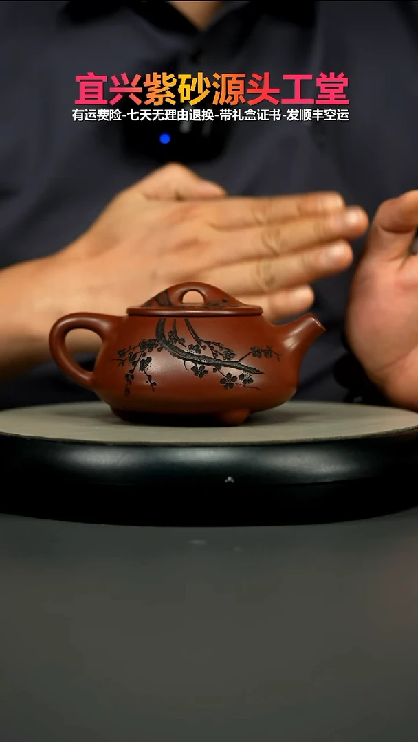 茶壶紫砂蒋静明龙血砂梅花景舟石瓢300CC