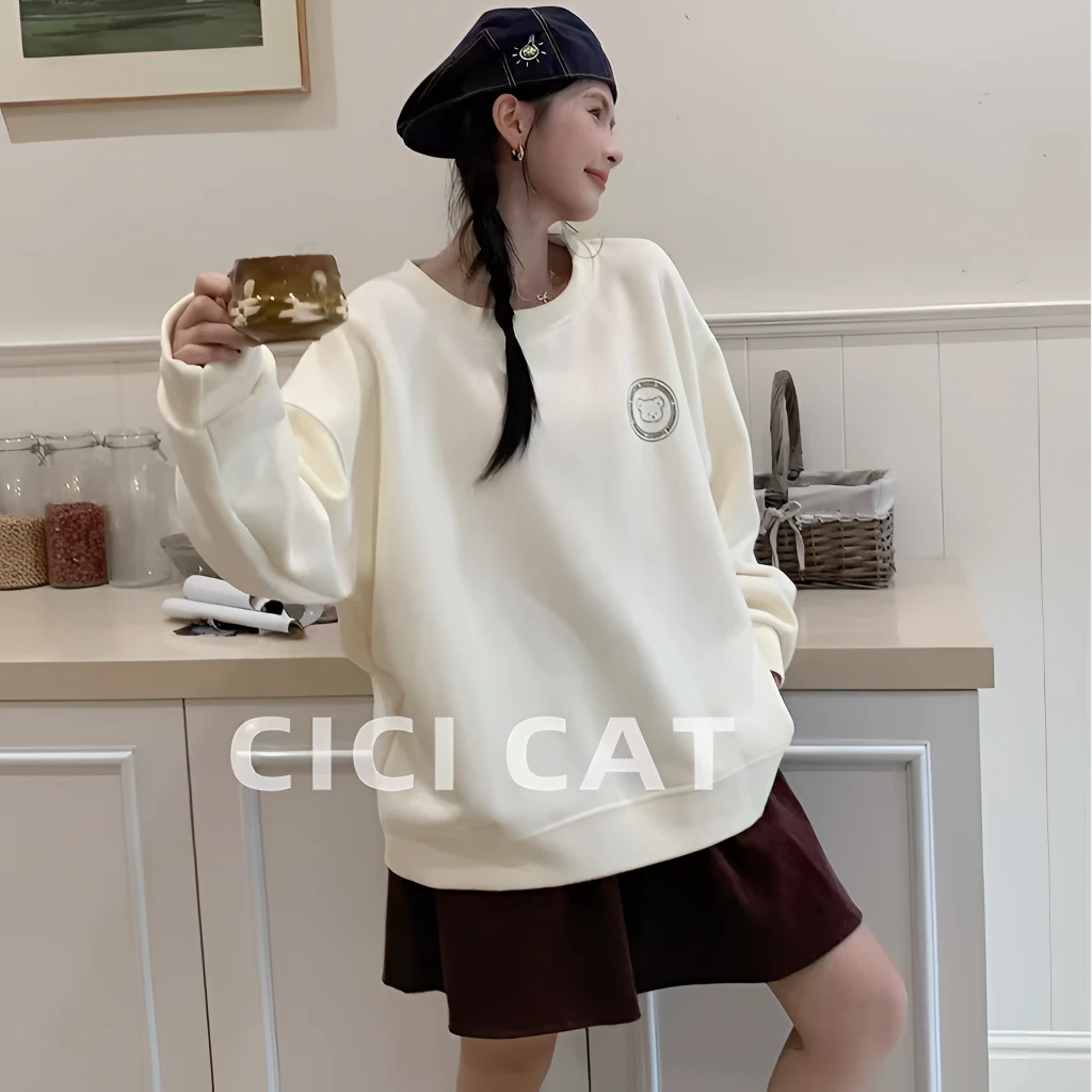 常规袖套头长款长袖字母圆领秋冬卫衣上衣秋季中长款时尚百搭宽松