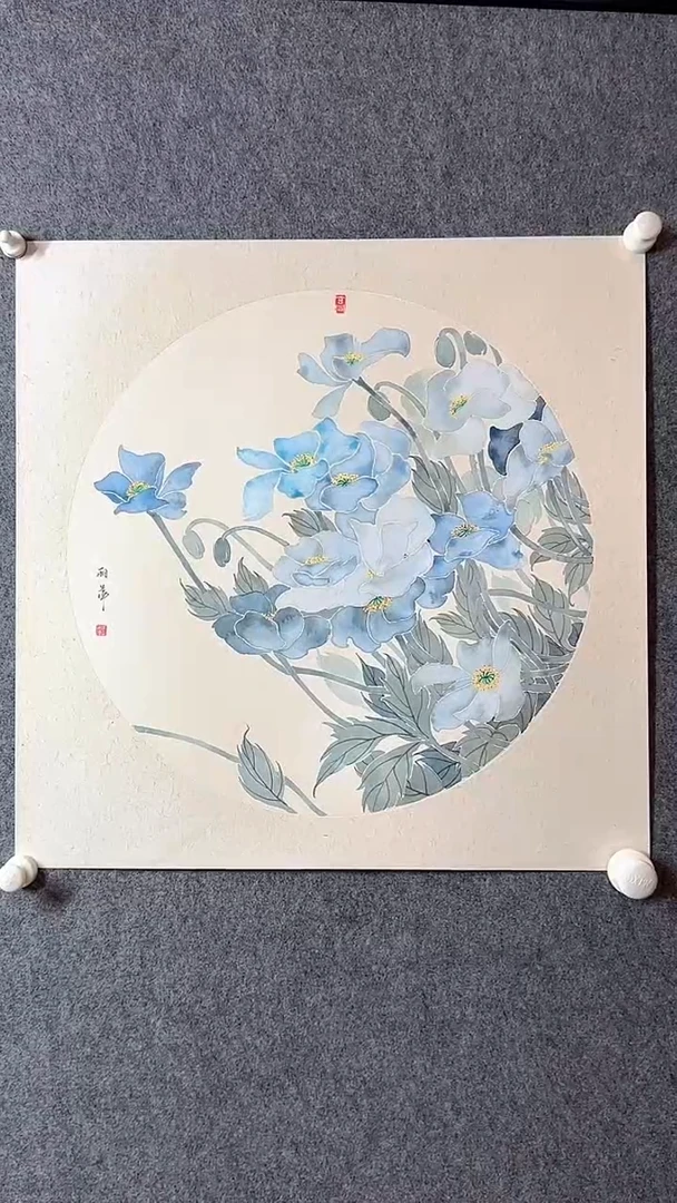 国画张老师丽萍老师国画作品-沒骨精品花鸟1幅