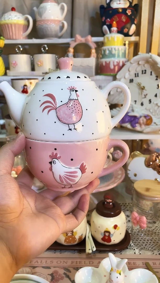 【闪购商品】瓷片公鸡母鸡 一壶一杯
