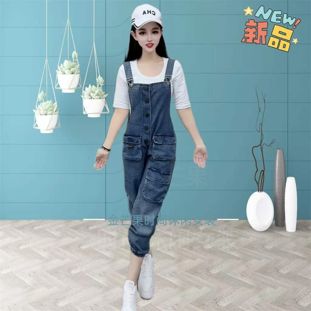 欧洲站牛仔背带裤女2025春秋新款网红时尚洋气减龄宽松显瘦背带裤