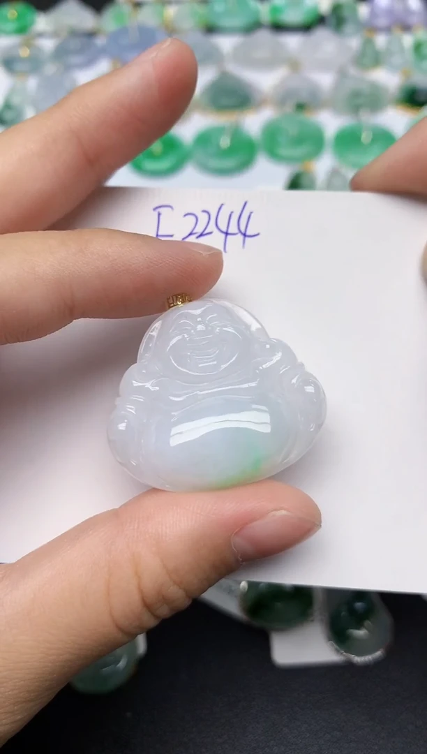 颈饰18K金镶嵌翡翠天然缅甸A货翡翠百元以上9元证书费自理