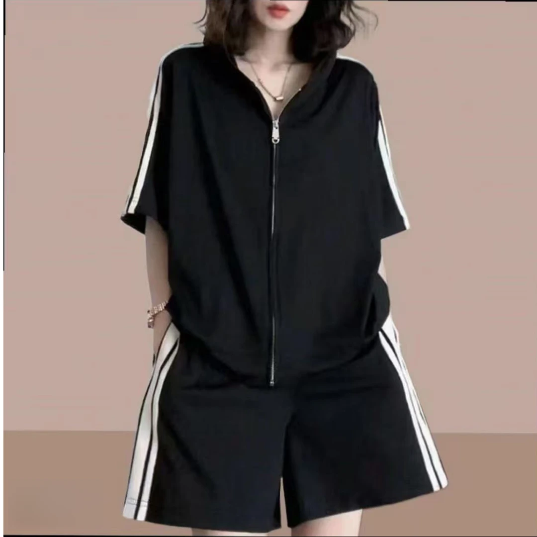 休闲百搭情侣上衣短裤两件套2524