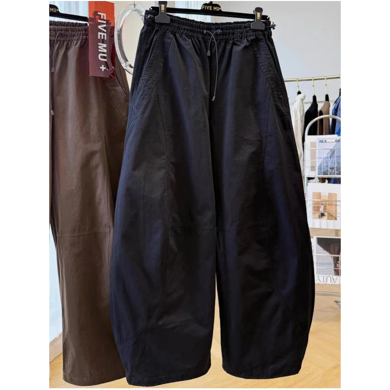 特大码2-300斤港式复古松紧腰弯刀裤初秋男女垂感潮流休闲工装裤