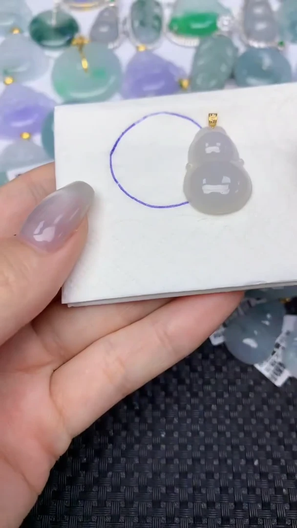 颈饰18K金镶嵌翡翠天然缅甸翡翠a货百元以上9元证书费自理