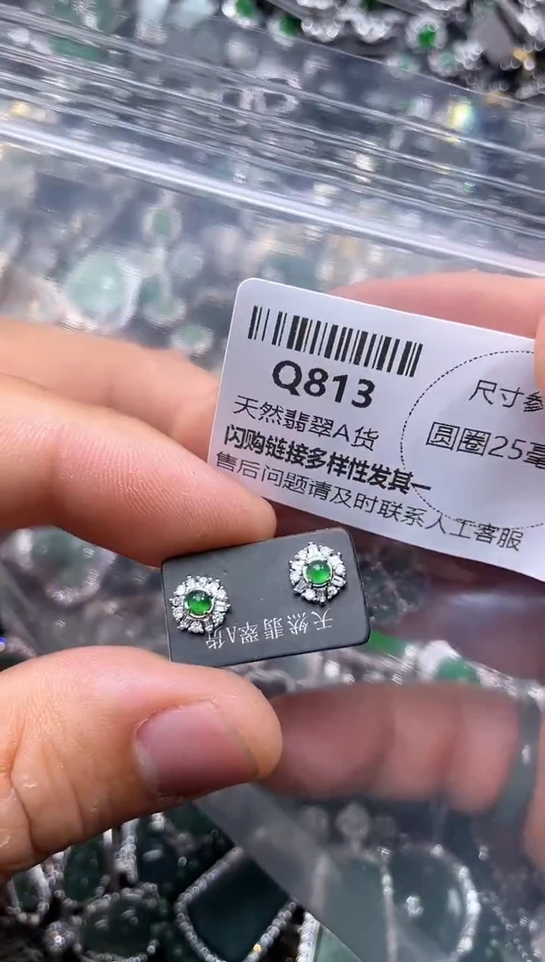【闪购商品】翡翠颈饰未镶嵌Q813耳钉