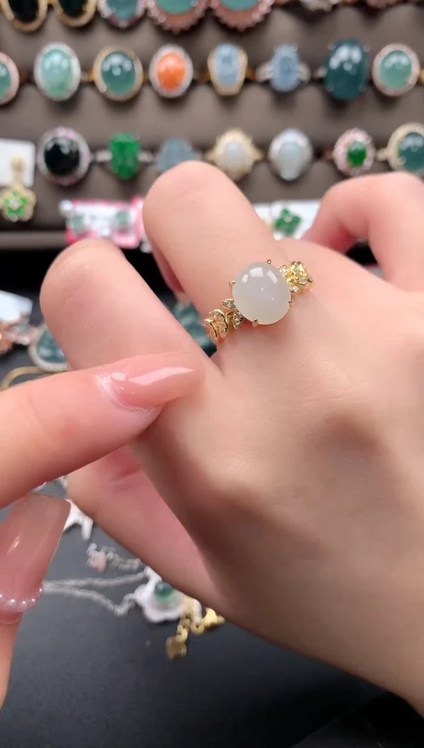 【闪购商品】翡翠戒指银S925镶嵌5124