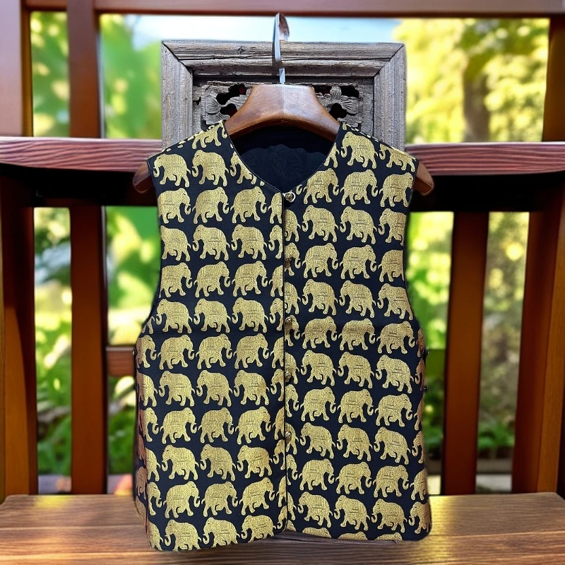 【素心】万象更新 典雅时尚气质 国风新中式新宋锦提花立领马甲