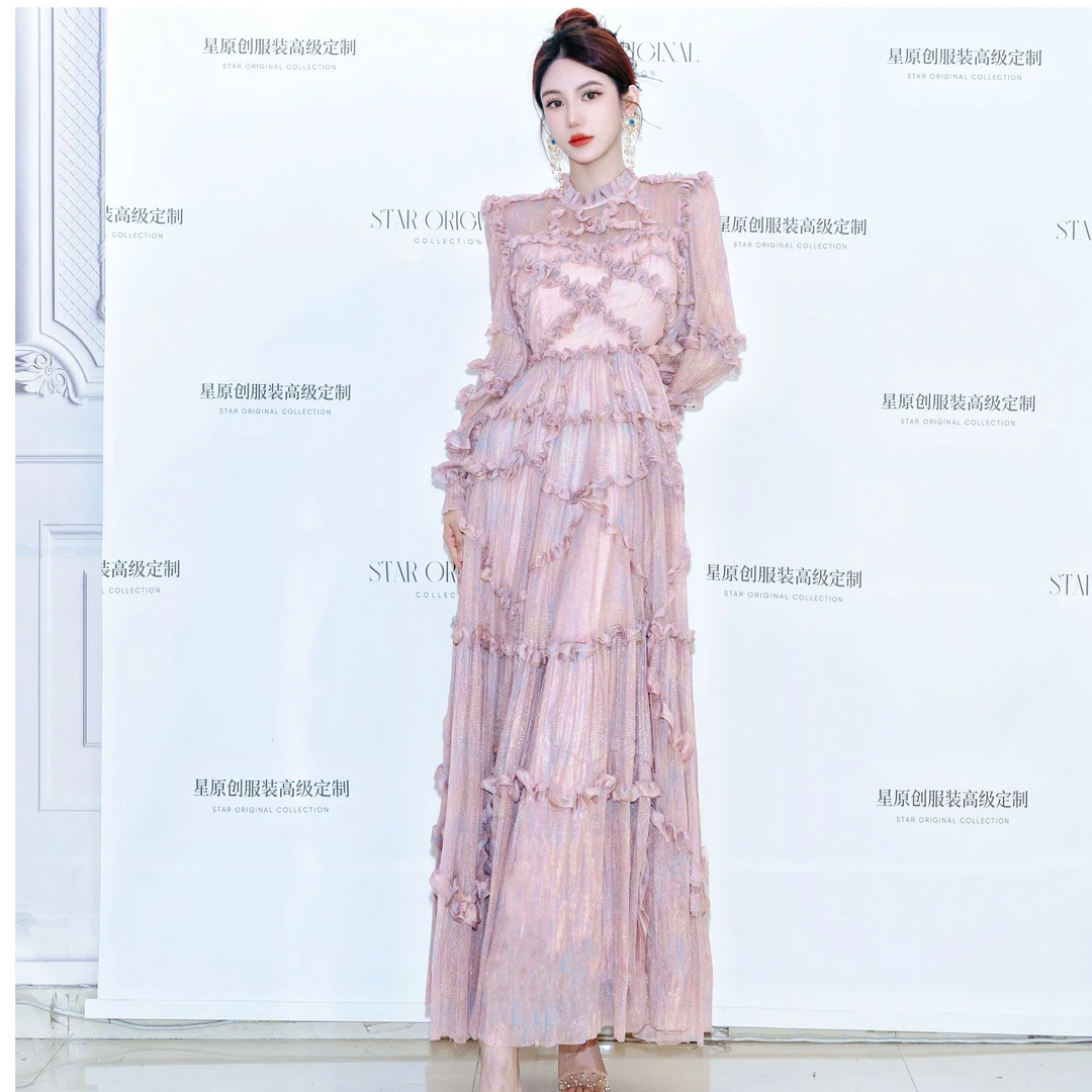 【星姐推荐】星原创高级定制【彩虹】设计师轻奢气质名媛优雅礼服裙
