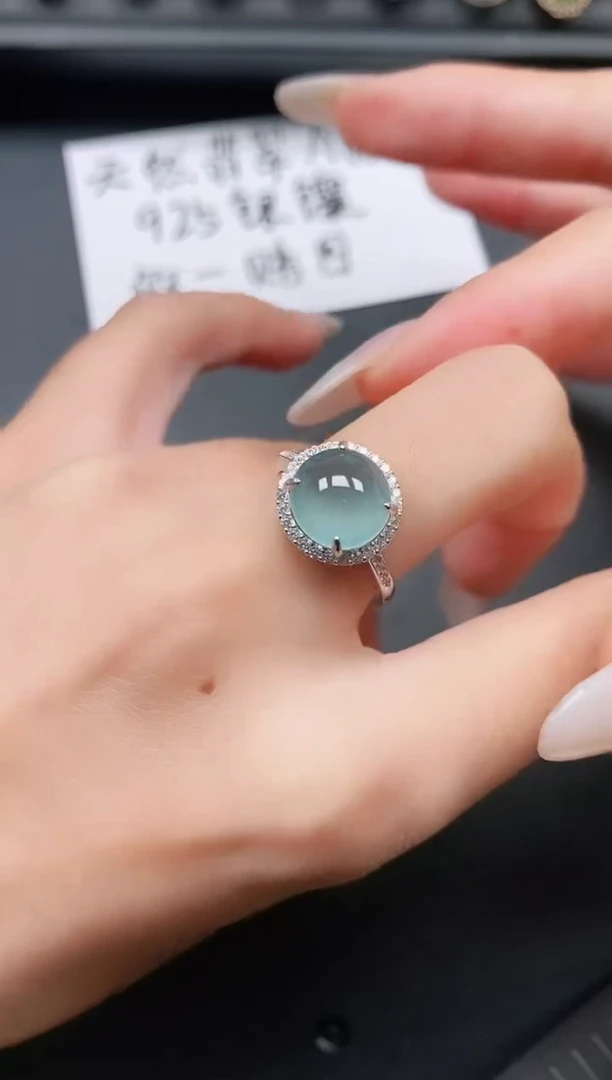 翡翠戒指银S925镶嵌111