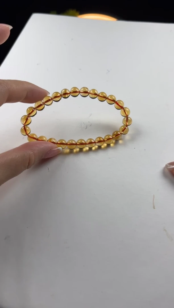 【闪购商品】黄晶手链未镶嵌天然巴西黄水晶圆珠手串7mm