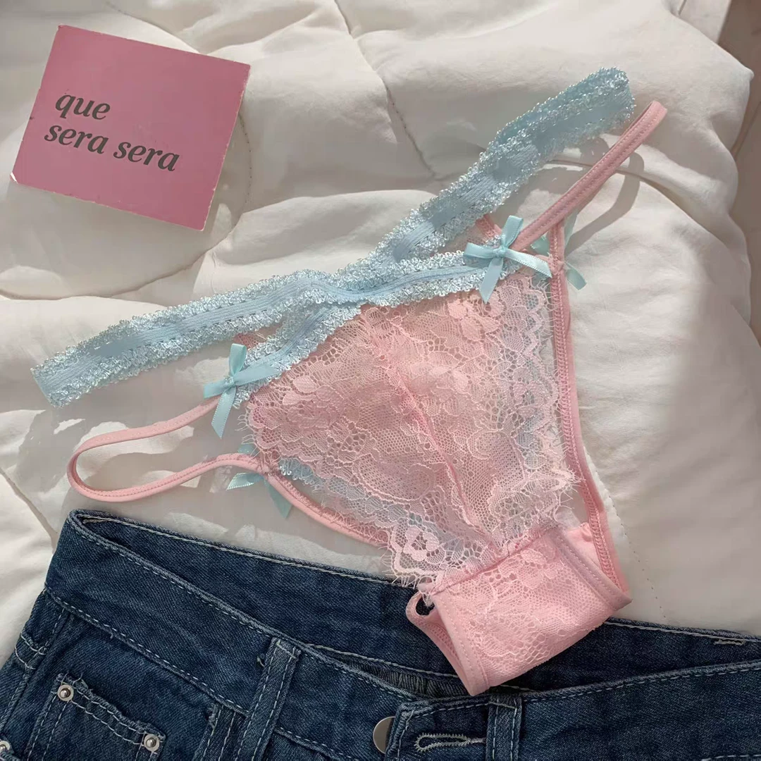 粉雾梦境~女士性感蕾丝低腰镂空女生高开叉纯欲风内裤女2025新款