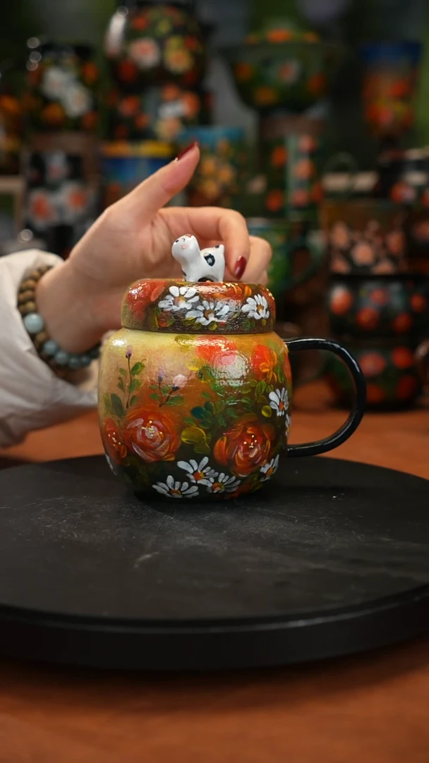 紫砂油画釉下彩手绘