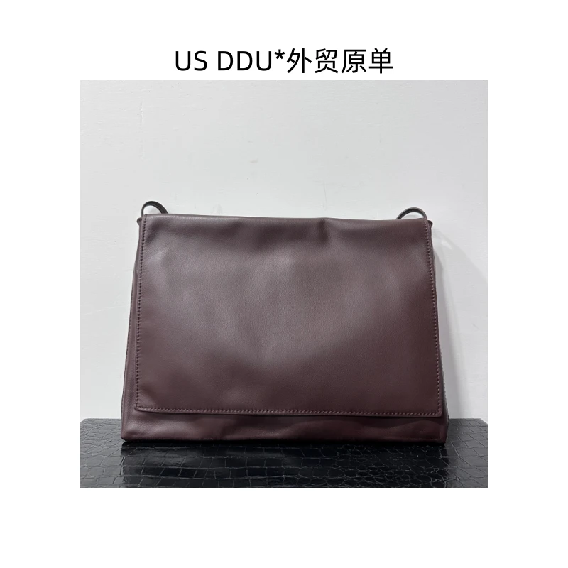 A214 泽 咖啡色羊皮通勤包时尚百搭单肩包8183/C022