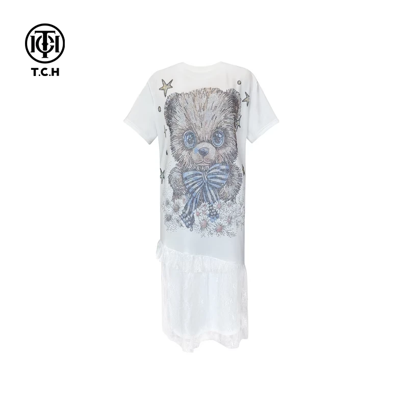 TCH轻奢烫钻工艺新款时尚气质高级感连衣裙女T75B30E1062私服tch