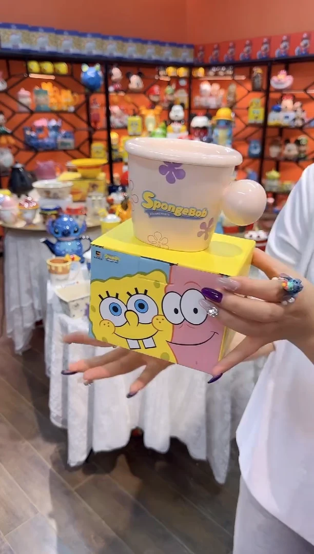 瓷片@@派大星陶瓷早餐杯带盖碟