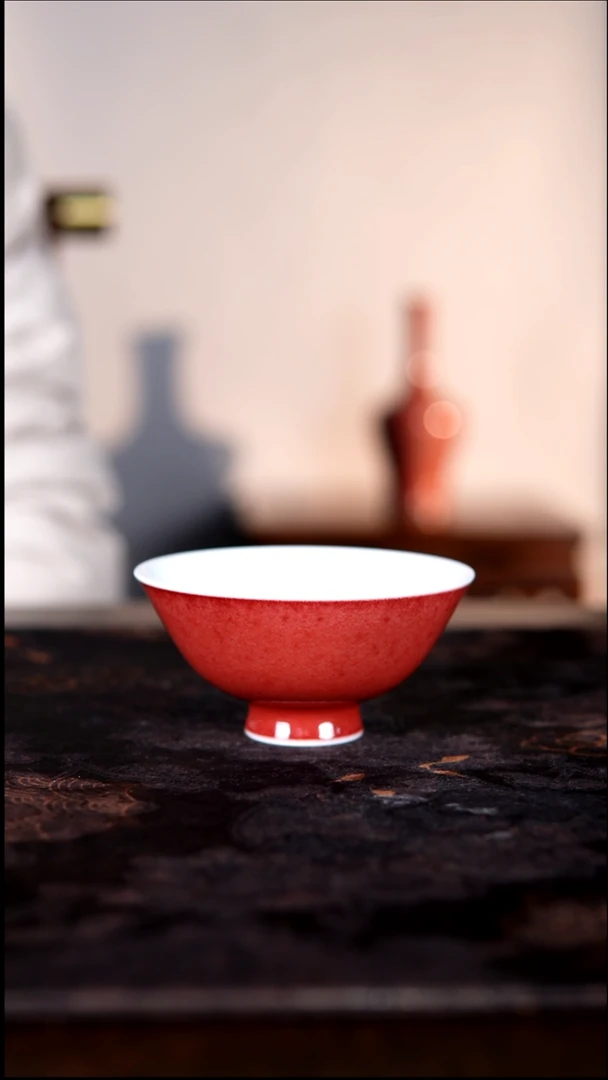 杯子白泥豇豆红陶瓷纯手工