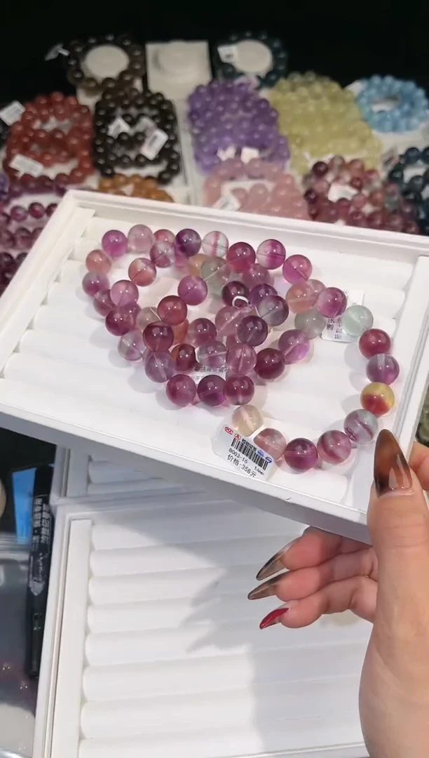 【闪购商品】萤石手链未镶嵌多样性发一七彩萤石14mm