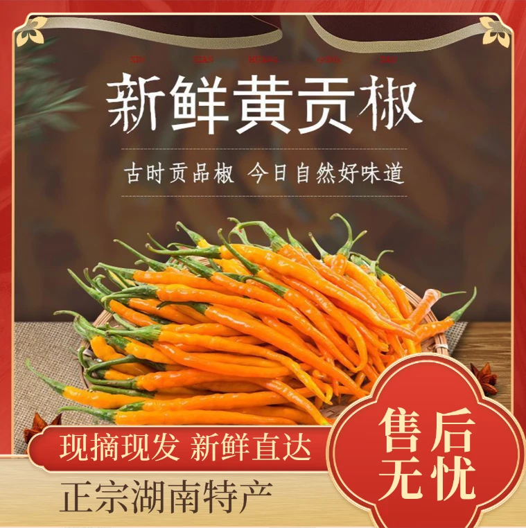 现摘湖南黄辣椒正宗新鲜黄贡椒微辣湖南本地蔬菜新鲜辣椒家乡味