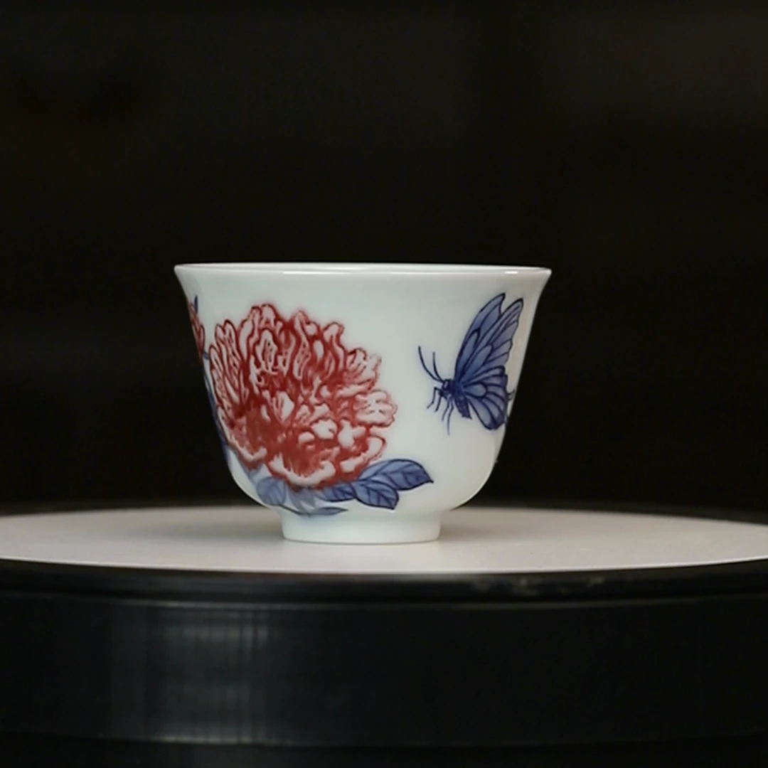 12.27a/m11c4/青花釉里红蝶恋花铃铛杯