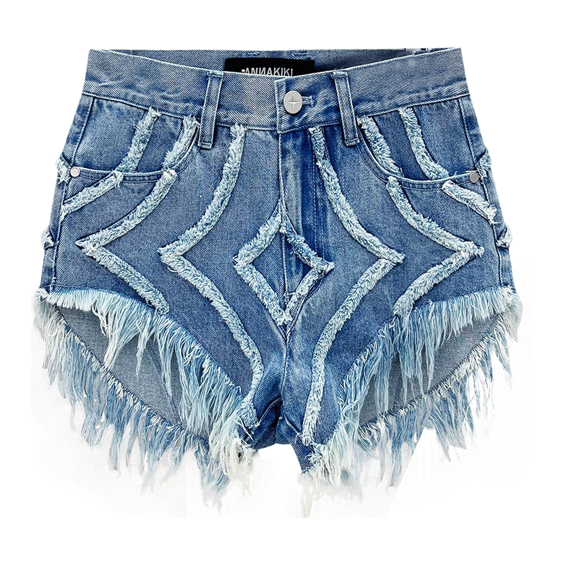 【AUNISEX 专属】ANNAKIKI  分形流星毛边牛仔短裤3C2T1235H595