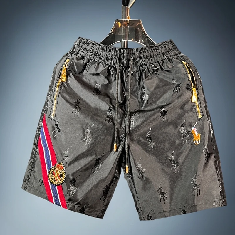 INGESARE男士高端刺绣休闲短裤潮牌新款夏季直筒运动速干短裤