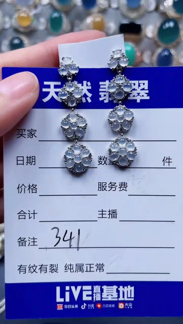 银S925镶嵌翡翠耳饰341