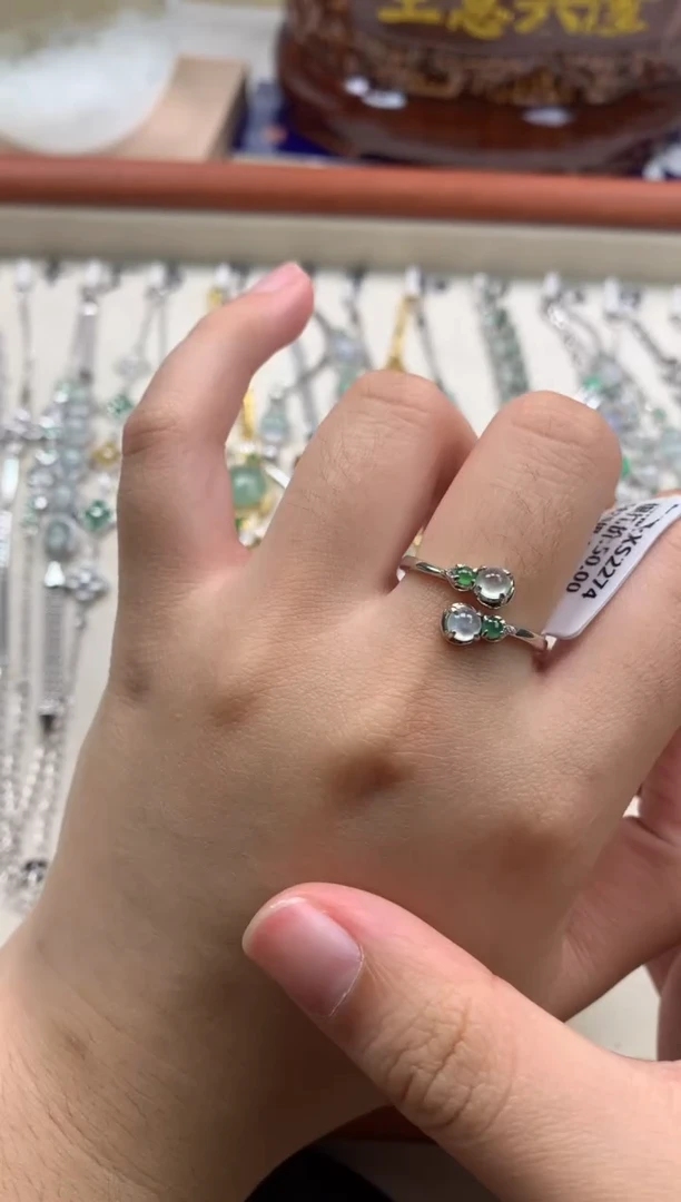 银S925镶嵌戒指翡翠1