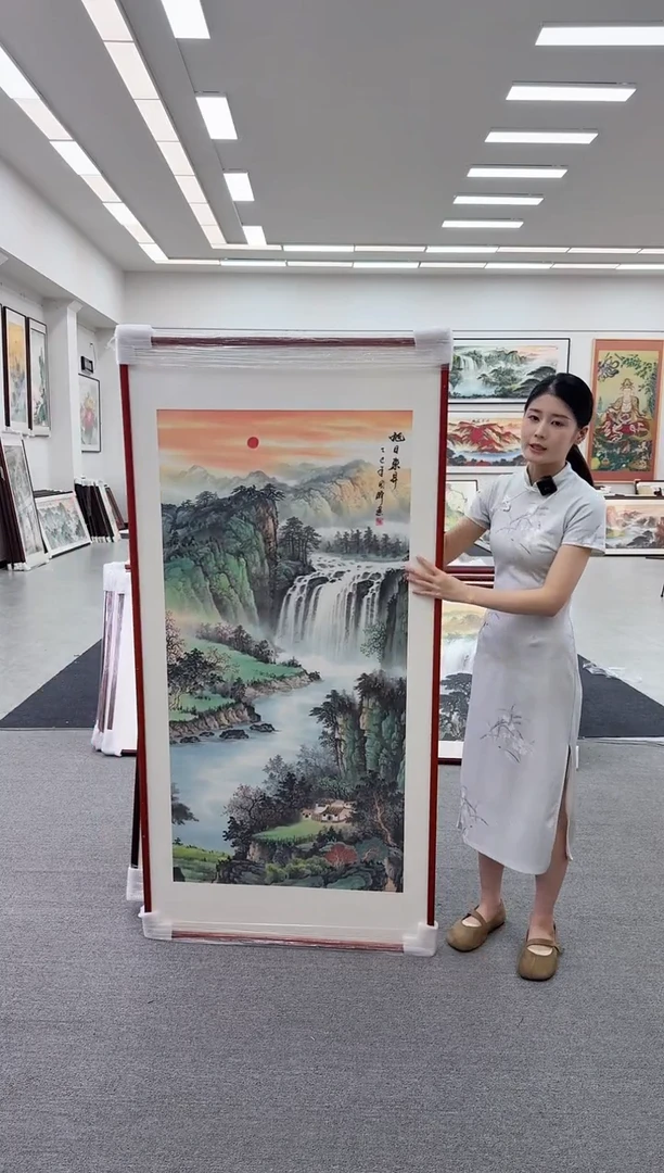 国画手绘 旭日东升 172*85