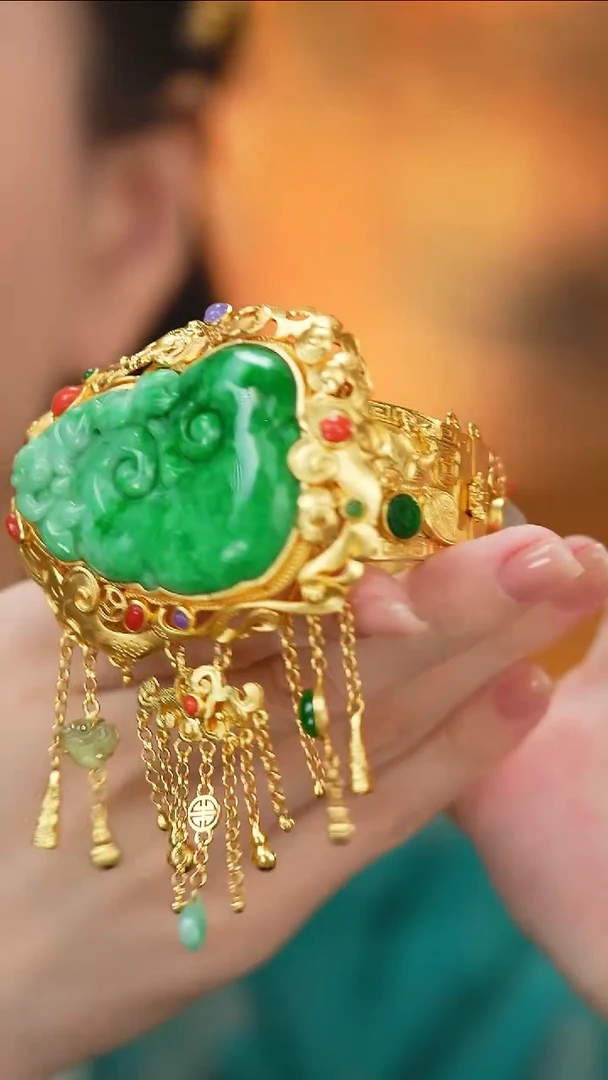 翡翠手镯银S925镶嵌新款