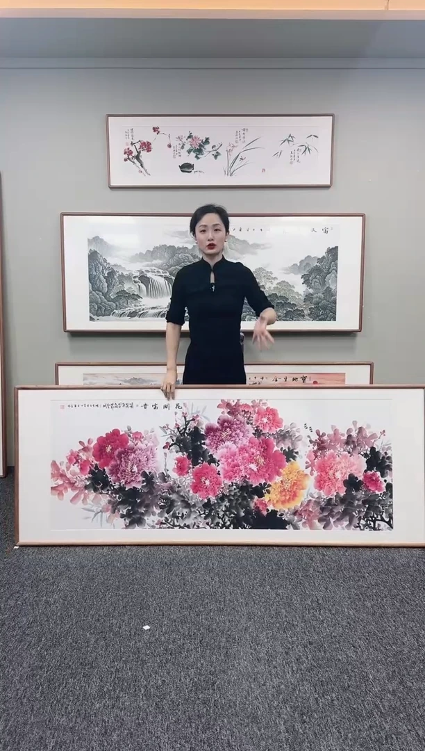 国画花开富贵210*80手绘作品
