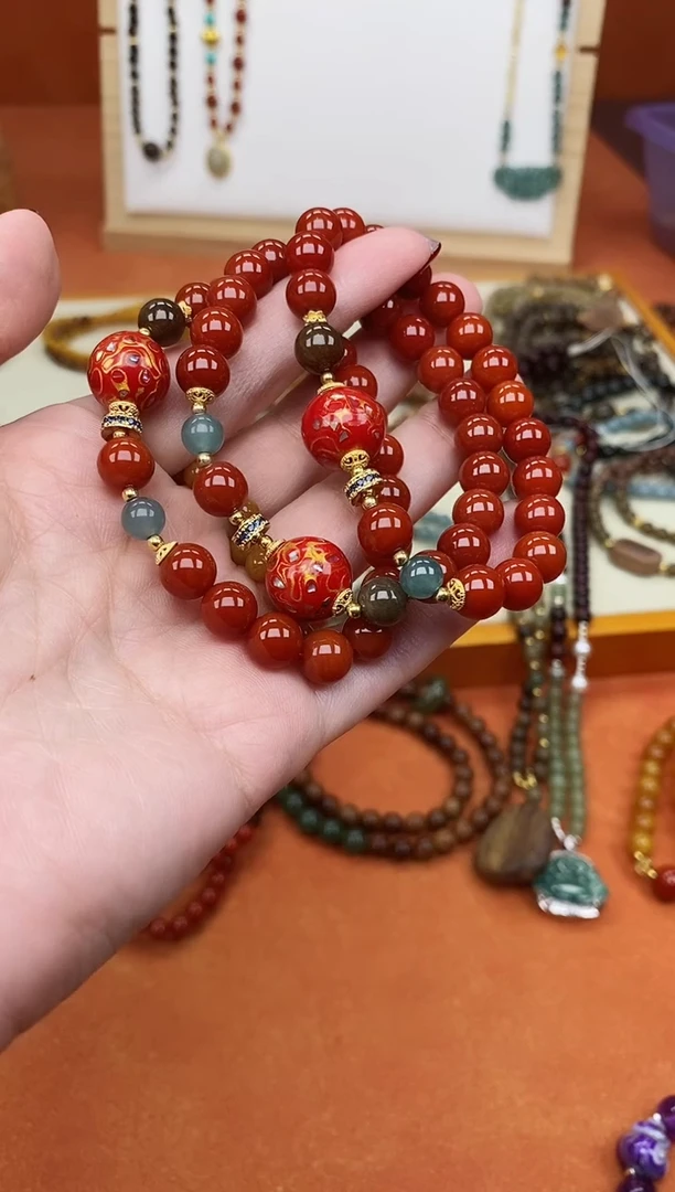 未镶嵌手链南红玛瑙单圈南红玛瑙蓝水手串