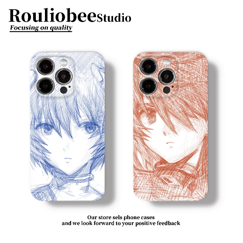 BANCA素描绫波丽明日香适用苹果16菲林手机壳华为vivo小米15oppo