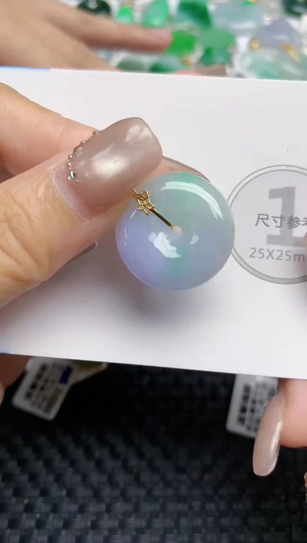 颈饰18K金镶嵌翡翠天然缅甸A货翡翠百元以上9元证书费自理