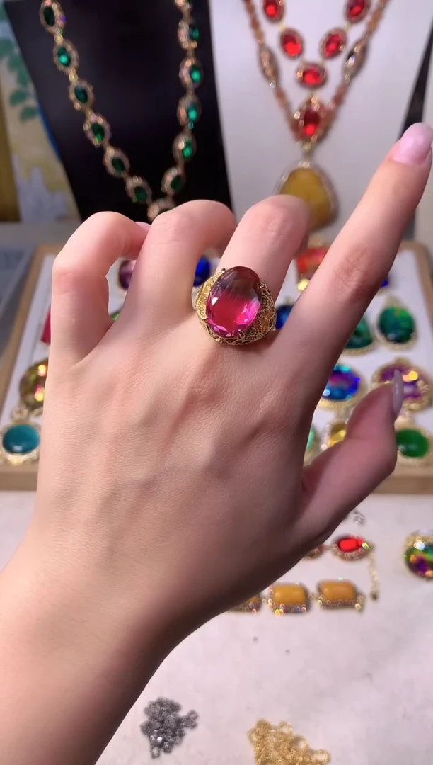 铜合金大理石彩色戒指