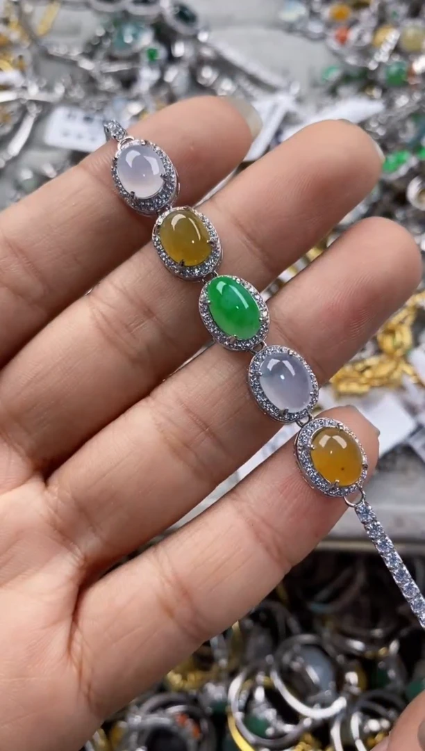 银S925镶嵌戒指翡翠666---6