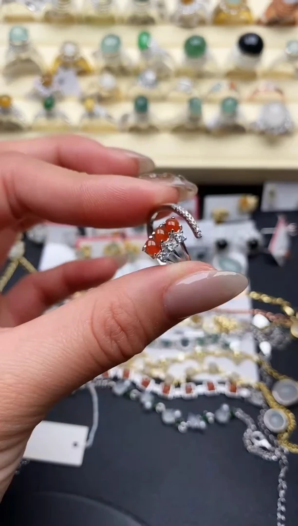 【闪购商品】翡翠戒指银S925镶嵌缅甸翡翠 2  1+5
