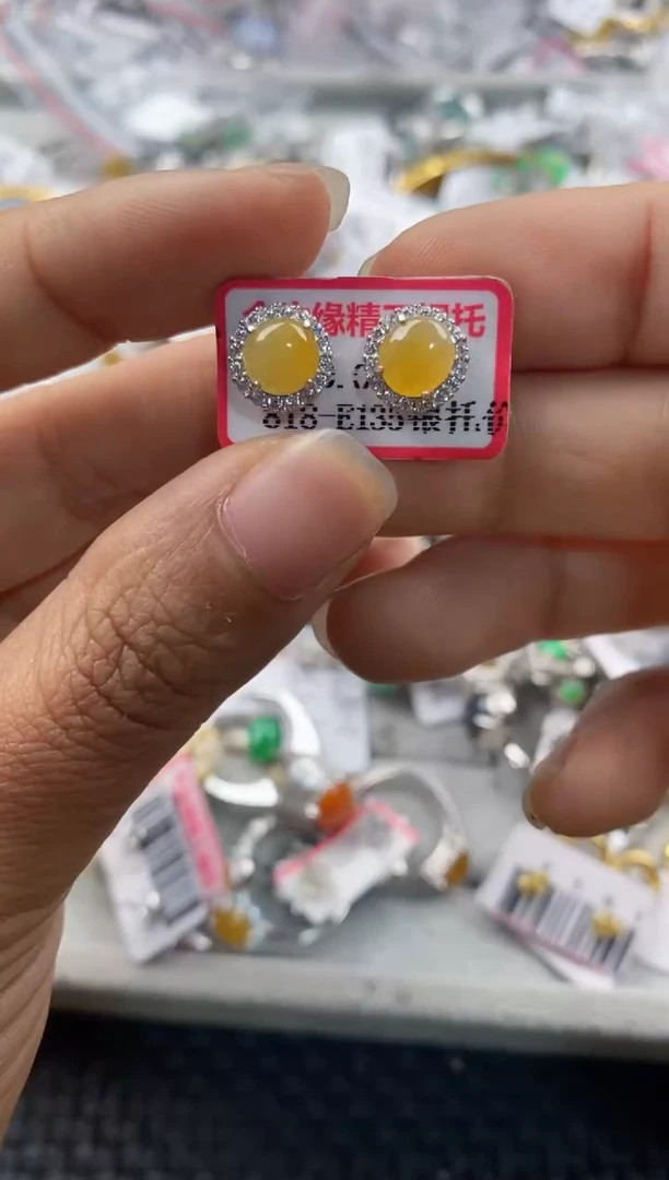 银S925镶嵌戒指翡翠444---2