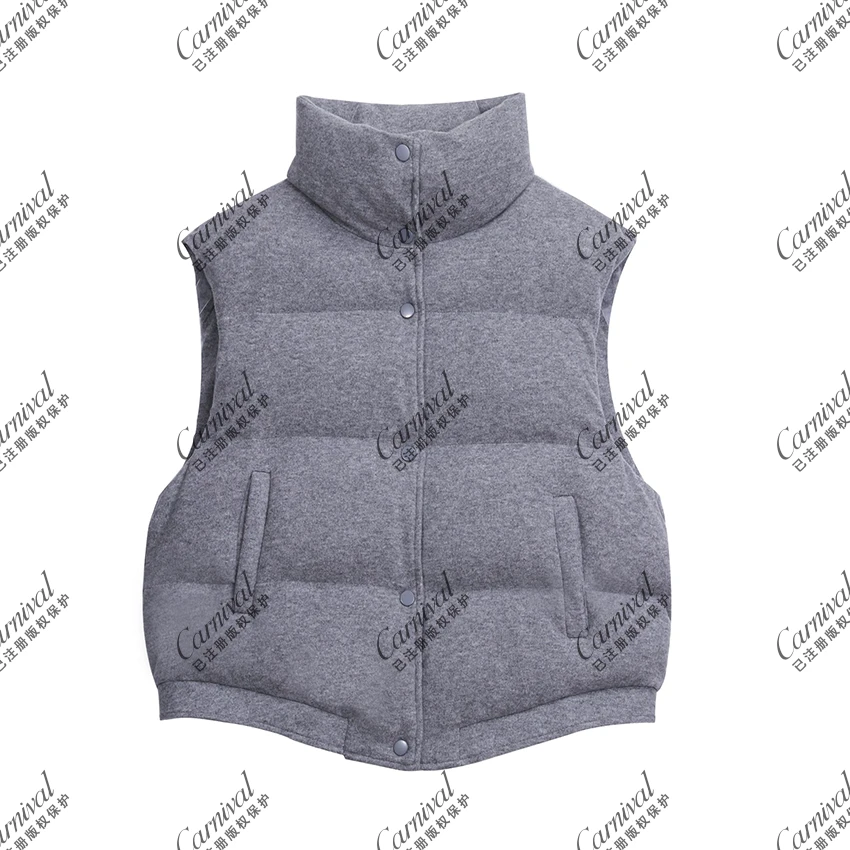 冬季百搭宽松时尚通勤保暖立领秋冬马甲女设计棉坎肩外套J5831#