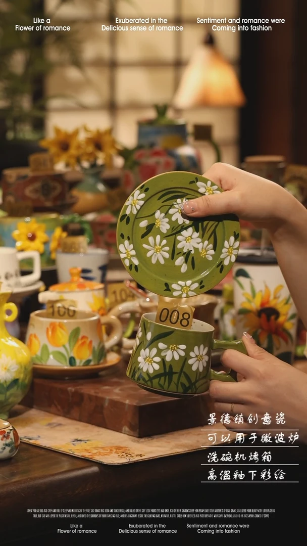 陶瓷0008景德镇高温手绘釉下彩设计师款式