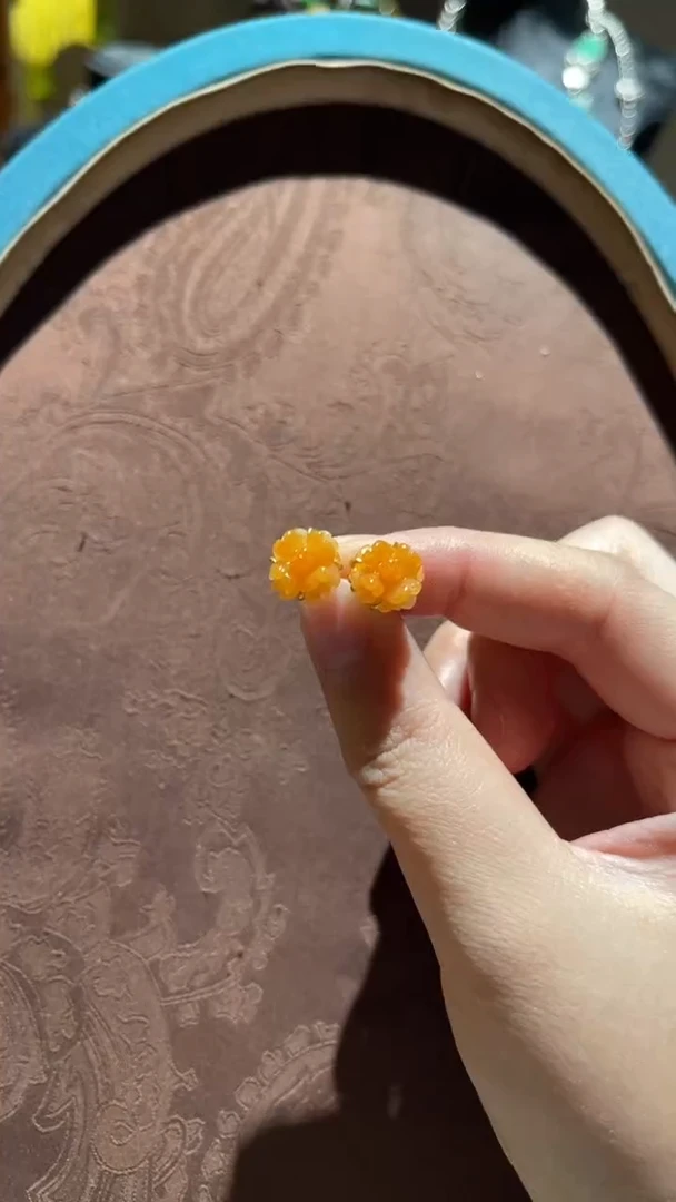 银S925镀金镶嵌翡翠耳钉红翡绿翠