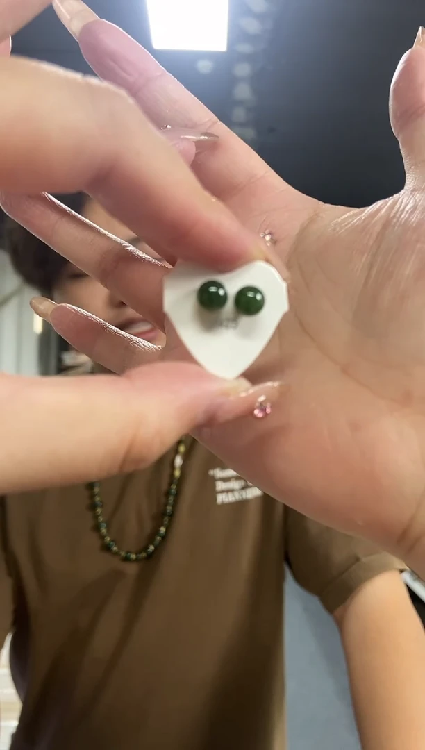 【闪购商品】和田玉耳饰银S925镶嵌多样性发其一颜色微差