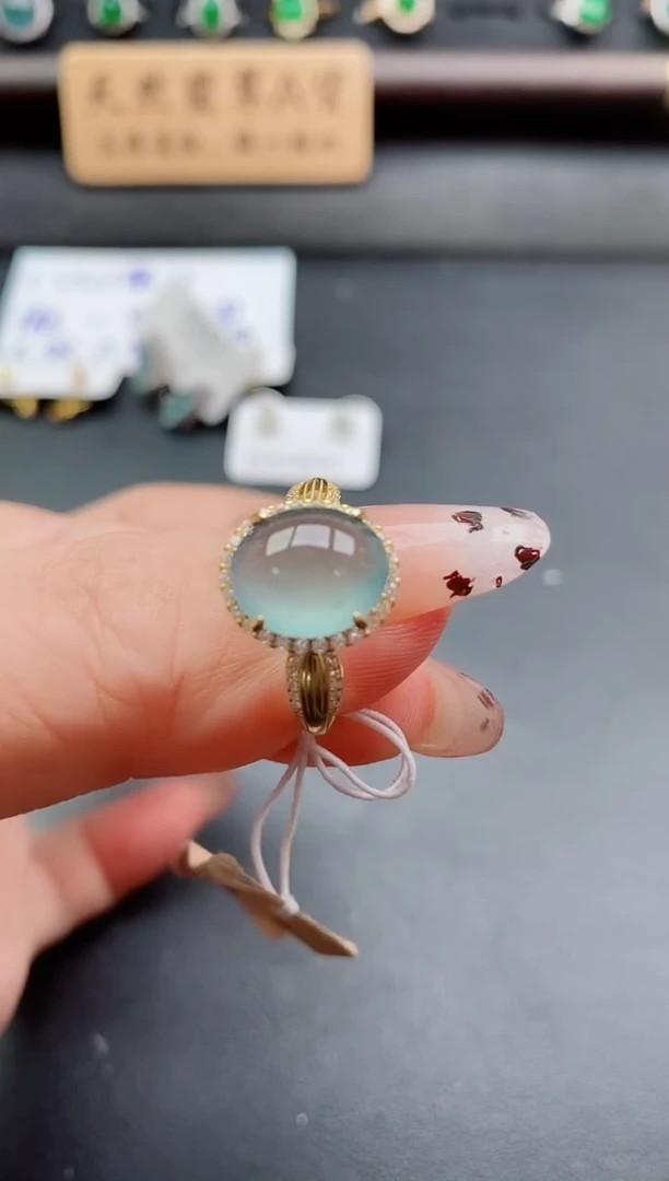 银S925镶嵌戒指翡翠1