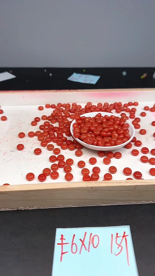 未镶嵌散珠南红玛瑙满肉柿子红N220卡6*10MM散珠15颗