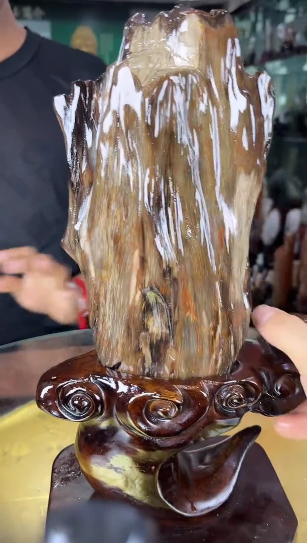 缅甸天然树化玉摆件