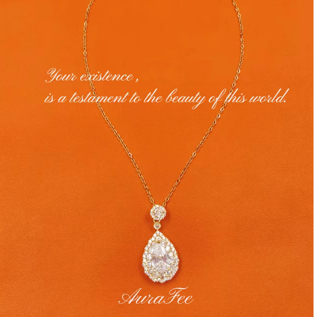 钛钢项链 AuraFee白色水滴项链链子饰品/S116