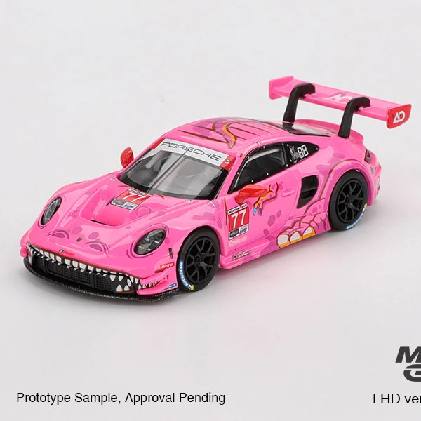 Minigt 1/64车模#1052 保时捷911 GT3 R 粉恐龙 汽车模型